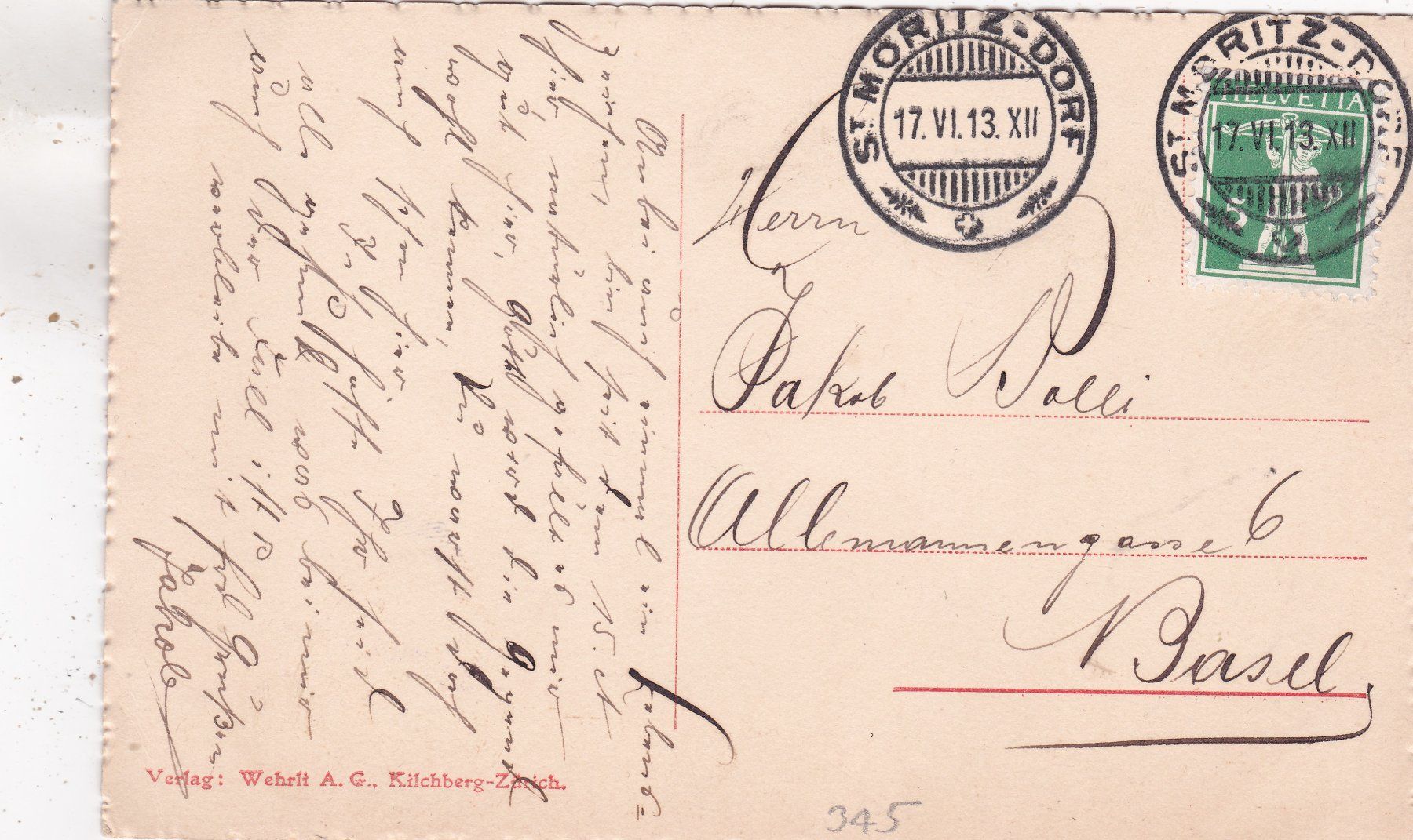 Cartoline postali: St. Moritz und Piz Surlej 1913 – Usato da Herisau venduto da Lisegrat2008 1