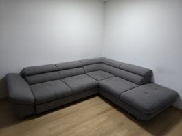 Ecksofa grau mit Bettfunktion und Stauraum