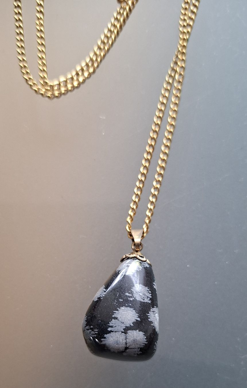 Ketten: Schöne Schneeflocken-Obsidian-Kette – Gebraucht aus Riehen von Steinbock1970 4