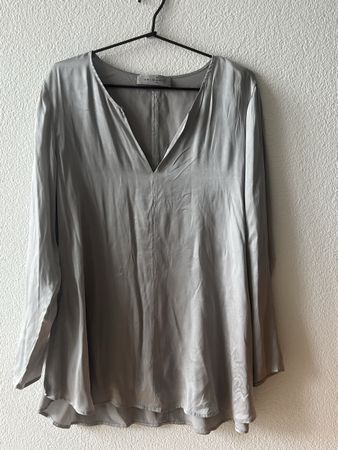 Volmary Seidenbluse Silber, Grösse 40 – perfekt für Sommer