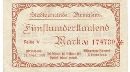 Pirmasens 500000 Mark ReiheV SN rot 14.09.1923 VZ+-VZ++