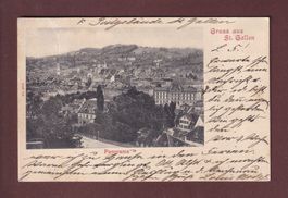 Gruss aus ST. GALLEN - Panorama - 1900 // Falte //