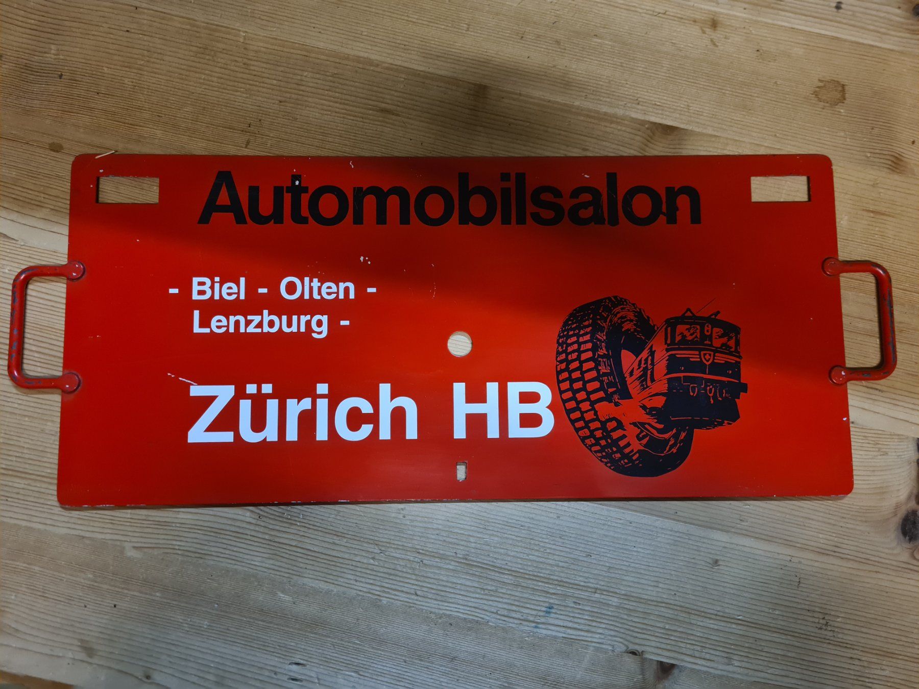 SBB/CFF/FFS Insegne: SBB Rautetafel Automobilsalon Geneve – Usato da Grafstal venduto da mowo25 1