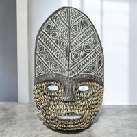 Masque tribal africaine BENIN en bois sculpté et coquillages