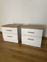 Nachttische weiss/Holzoptik 2er Set