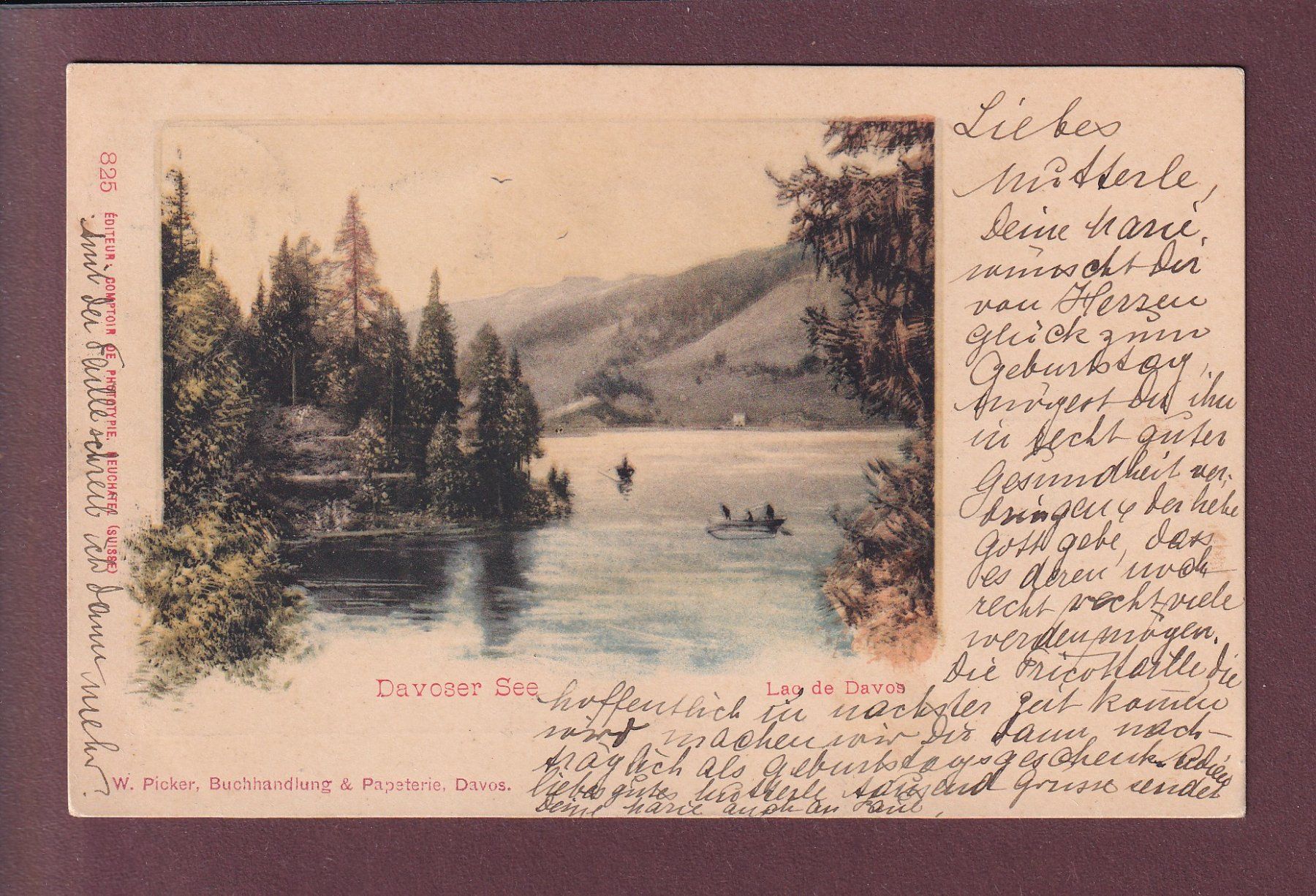 Cartoline postali: DAVOSER-SEE - 1900 UPU 77c CPN – Usato da Pully venduto da nicecards