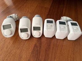 6x automatische Heizkörperthermostate inkl. Danfoss-Adapter