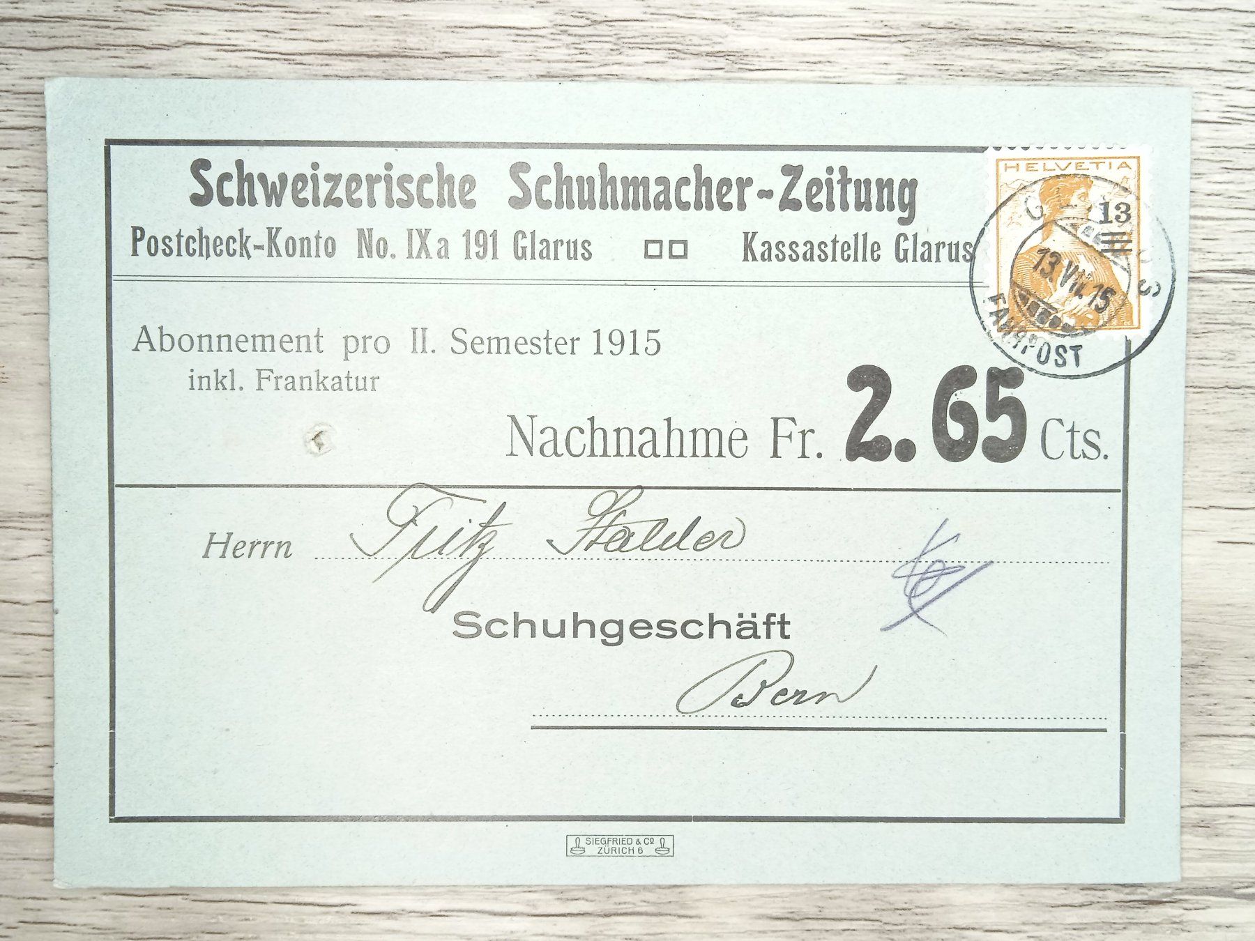 Tutti i francobolli: TR72 Carte Postale + Timbre Suisse 1915 – Usato da Cousset venduto da Patrick_Collections