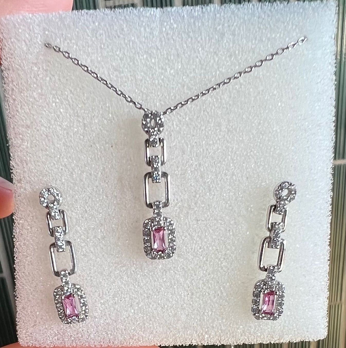 Altri gioielli: Pendentif et boucles en Argent 925 - rectangle rose – Nuovo e nell'imballaggio originale da Glattpark(Opfikon) venduto da Miko3711 1