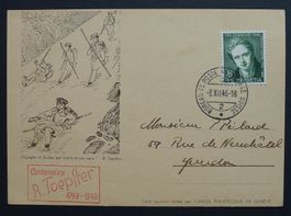 PJ 1946, J117 Maximumkarte, R.Toepffer, Comic Vorreiter