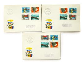 3 illustr FDC de/fr/it 27.II.57, je kpl.Satz Werbemarken 57