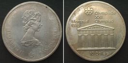KANADA 10 Dollars 1974, OLYMPIA MONTREAL, Silber unz