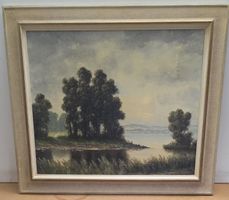 Ölgemälde Uferlandschaft am See signiert Joni 75x64cm