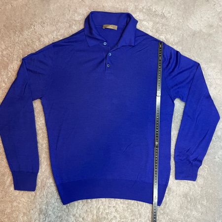 Cruciani Luxus Polo Pullover Gr. 52 Cashmere Seide Blau