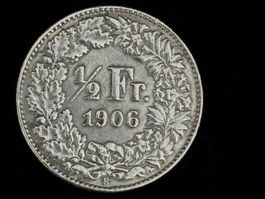 1/2 Fr. 1906 ss+, sehr schön erhalten mit original Patina!