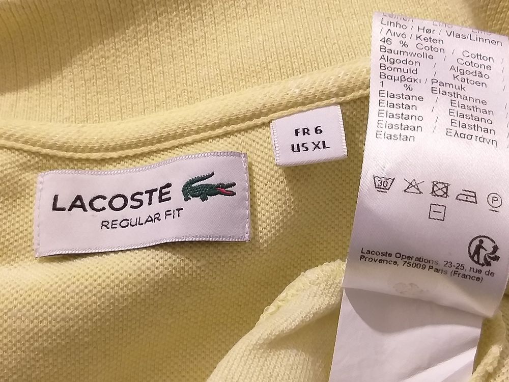 Taille hotsell 6 lacoste