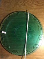 Grüne Glasplatte, Vintage, 33cm Durchmesser, Top Zustand