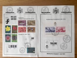 Liechtenstein 1972 Ausgabetagsblätter & Sonderblock