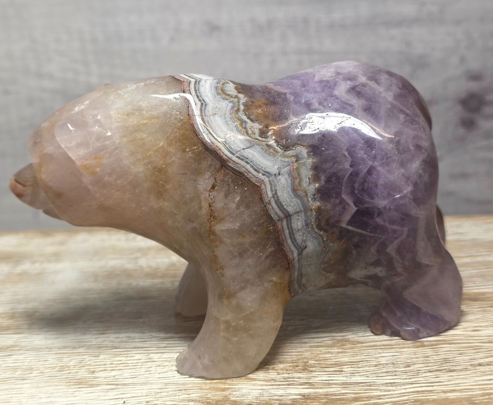 Minerali & Pietre curative: Amethyst-Achat Eisbär 568g – Nuovo e nell'imballaggio originale da Matzingen venduto da Shay_Crystalz 1