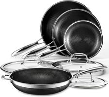 Hybrid Pfannenset 7-teilig Edelstahl Wok Deckel