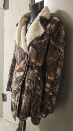 Damen Mantel Camouflage braun mit hellem Futter Gr. L