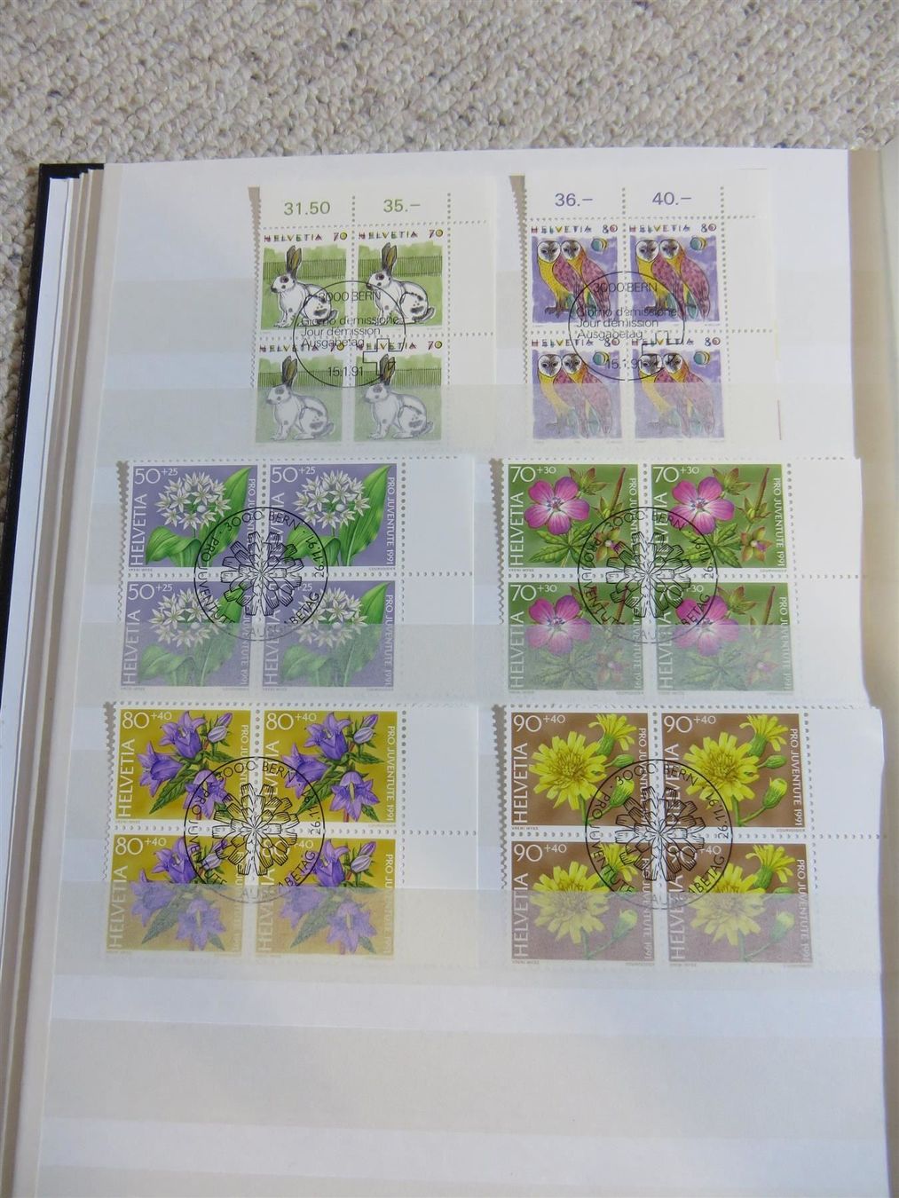 Alle Briefmarken: 1991 4er-Blocks ET inkl. PJ + PP – Gebraucht aus Spiez von Crazyduck 2