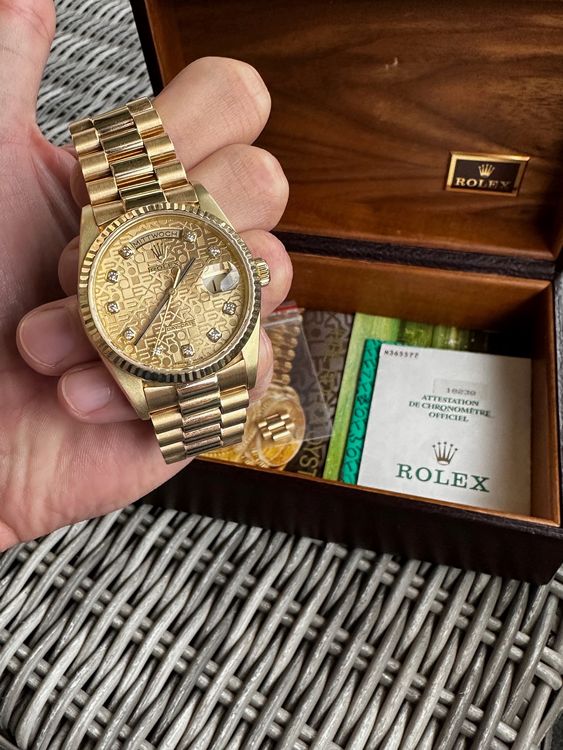 Rolex day date oyster perpetual 18k gold im full set acheter sur ricardo