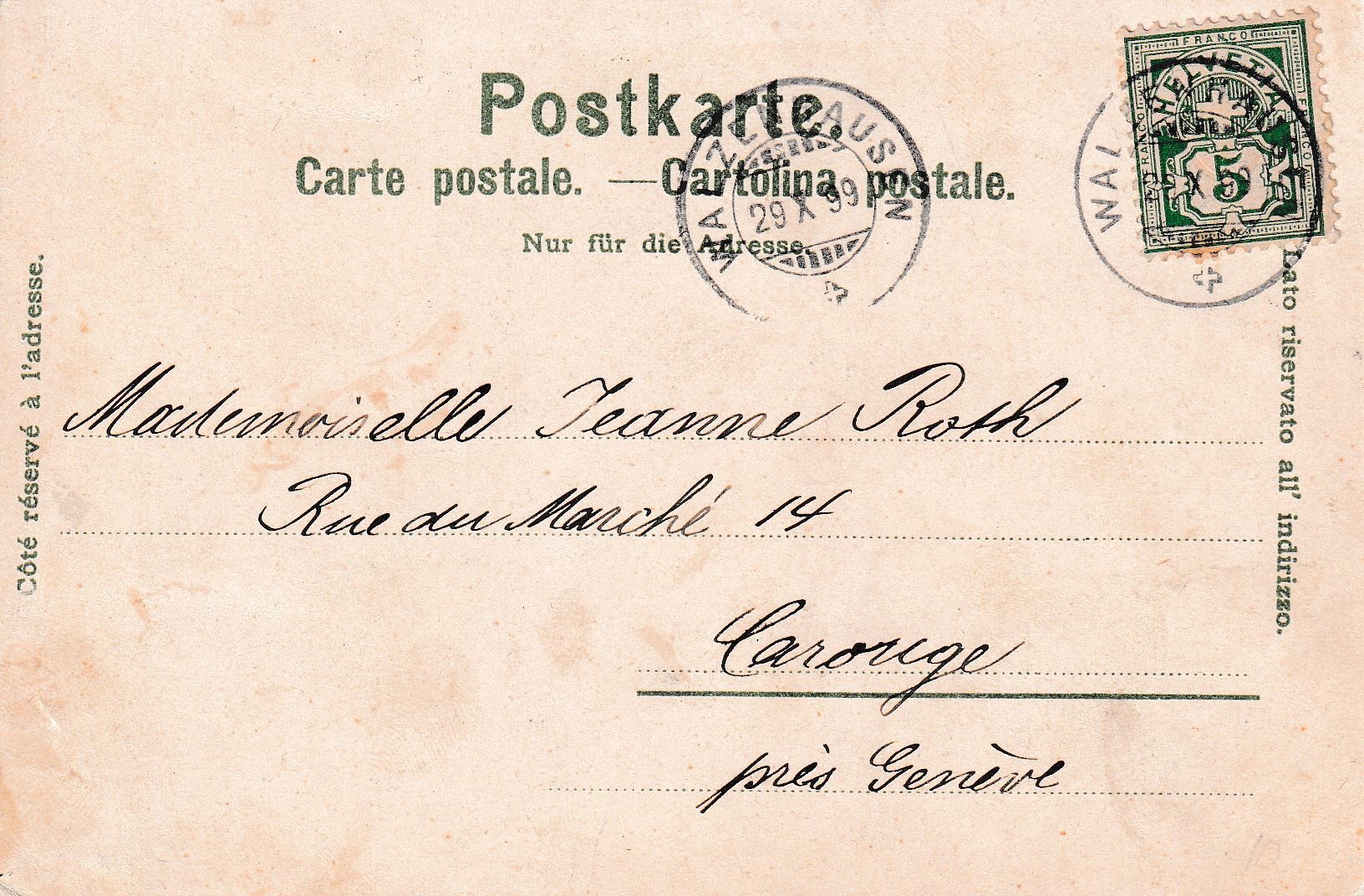 Ansichtskarten: Walzenhausen   AR           um 1899 – Gebraucht aus Brig von Valcards54 1
