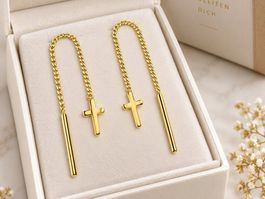 Gold 375 Ohrschmuck Ohrringe Kreuz