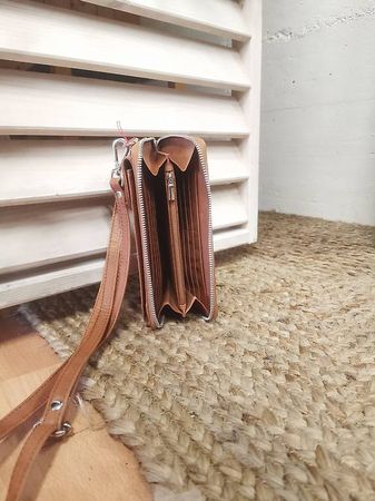 Leder Portemonnaie mit Handy Fach