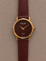 Montre Leuba Louis Geneve quartz cadran bordeaux