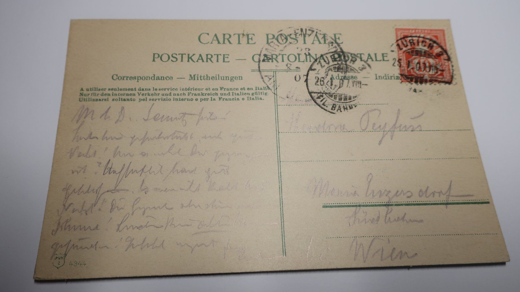 Cartoline postali: Zürich Kreuzkirche 1907 – Usato da Cormoret venduto da Pascalll2001 3