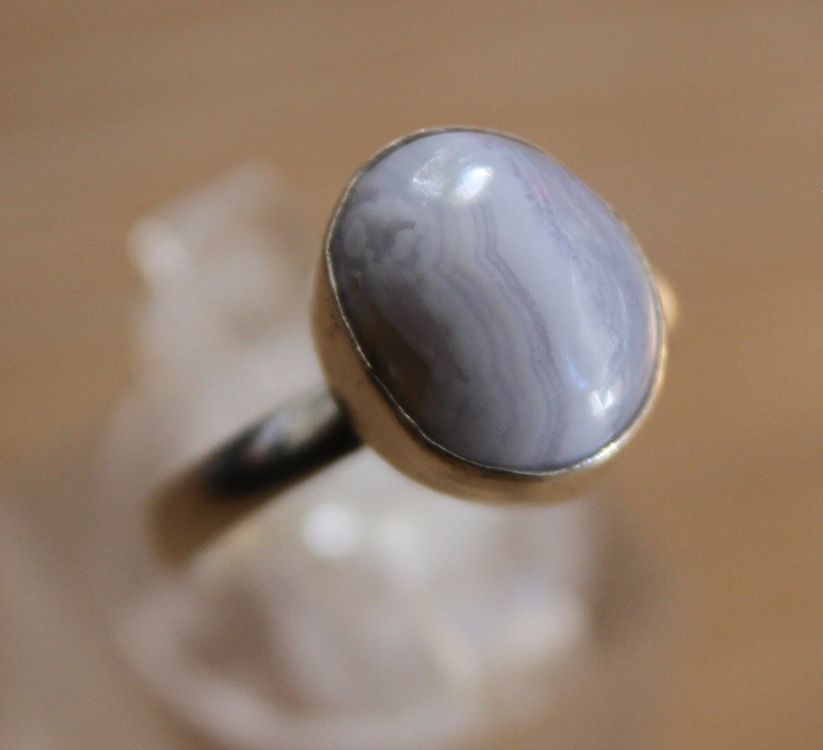 Neu Chalcedon Ring in 925er Silber Schmuck Grosse 8 18 Acheter sur Ricardo