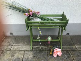 Antike Wiege Deko Gestell vintage grün