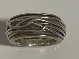 Silber Ring Massiv von Quadrat Gr. 54