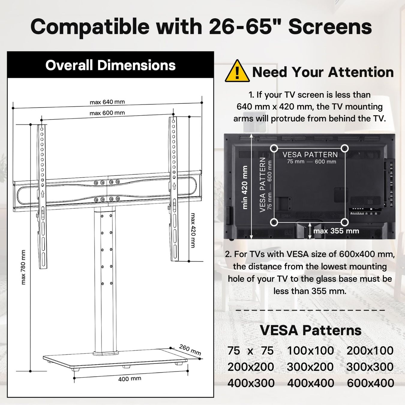 TV Standfuss Fernsehständer höhenverstellbar 26-65 Zoll (Neu und ...