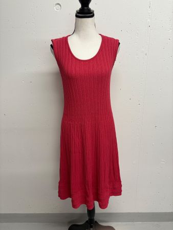 Tory Burch Strickkleid Gr. L rot Kleid ärmellos Himbeere