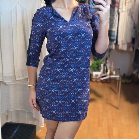 EKYOG Seiden Kleid 100% Silk Elegant Muster Gr 38 Chic