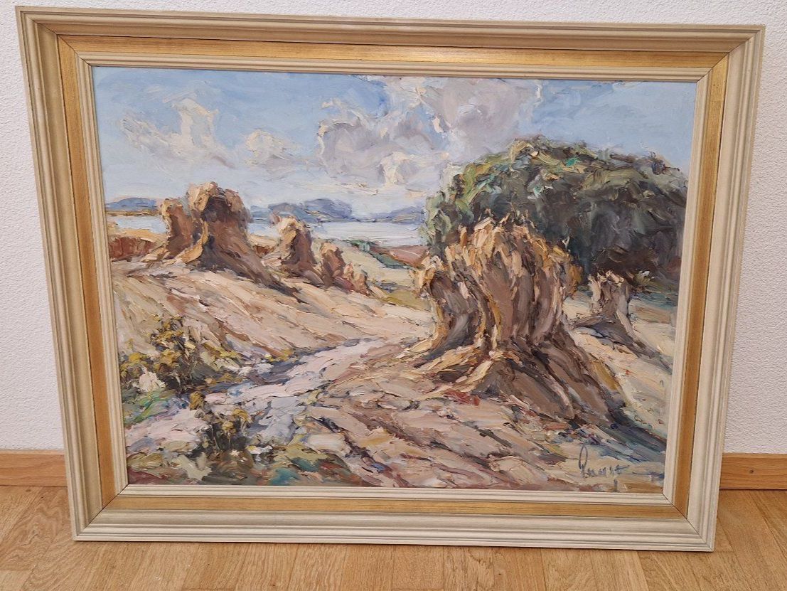 Gemälde: Ölgemälde Landschaft von J. Runge "Ernte" – Gebraucht aus Hendschiken von Eifel65