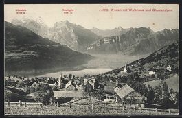 Amden, Ortsansicht mit Walensee und Glar