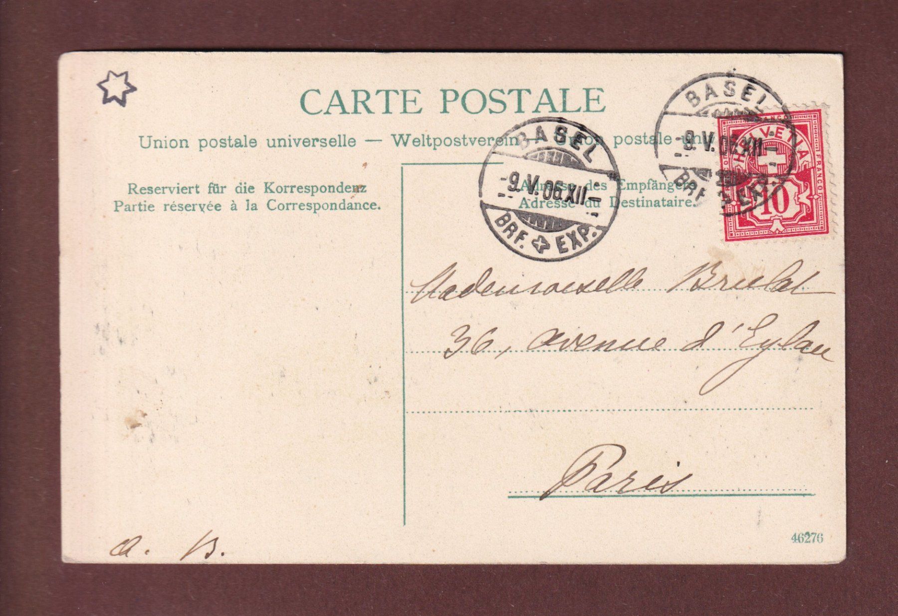 Cartoline postali: BASEL - Wettsteinbrücke - 1906 – Usato da Pully venduto da nicecards-shop 1