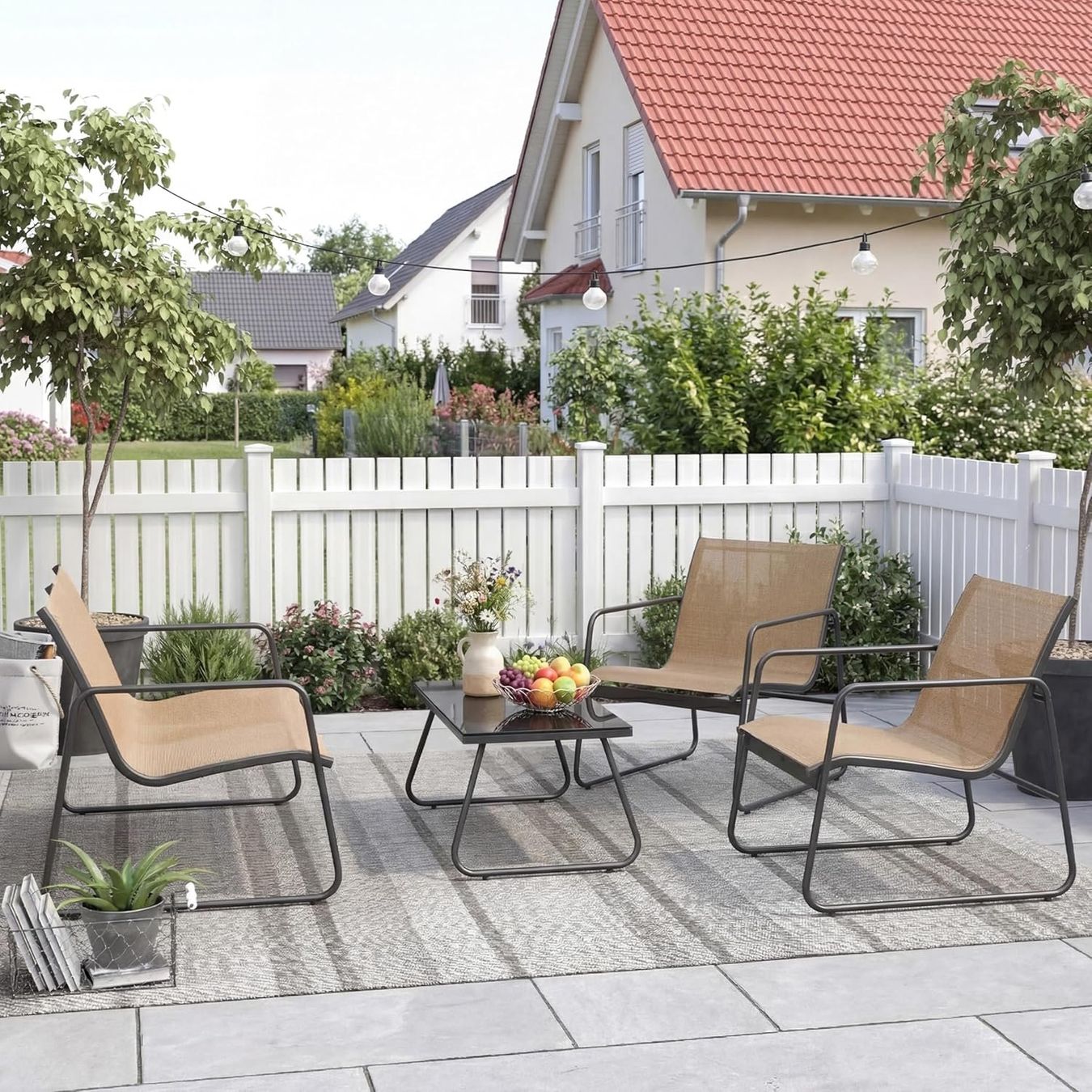 Set di tavolo e panche: Gartenmöbel Set 4-TLG, Textilene Balkonmöbel – Nuovo e nell'imballaggio originale da Gränichen venduto da omniadeals 4