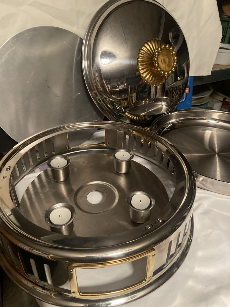 Pfannen: Edelstahl Chafing Dish Rechaud Warmhalteplatte Chrom – Gebraucht aus Wangen an der Aare von Thedog 4