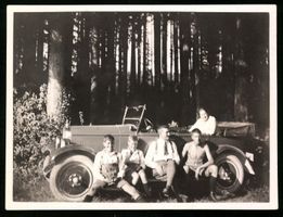 3 Fotografien Auto Cabrio, Familie auf A