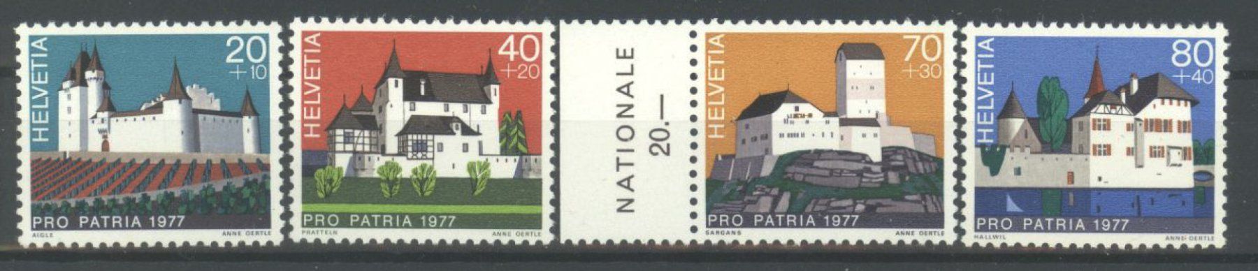 Tous les timbres: 1977, Pro Patria ** – D'occasion à Willisau par Vollstempel