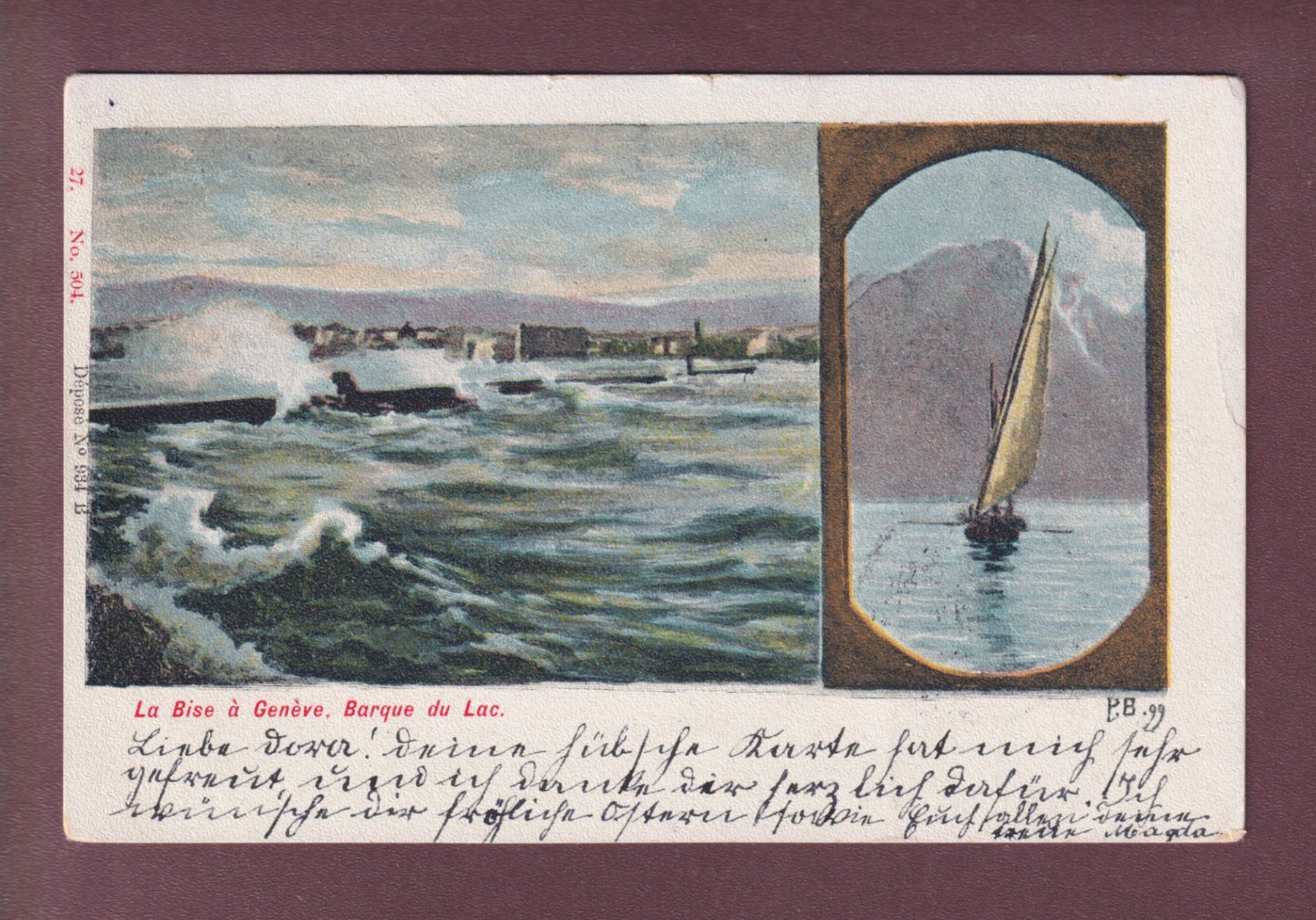 Cartoline postali: Bise à GENEVE - Barque du Léman - 1900 – Usato da Pully venduto da nicecards