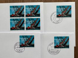 Nr. 1084, Alinghi, 4x Ersttag, 1x Viererblock, 3 Stempel