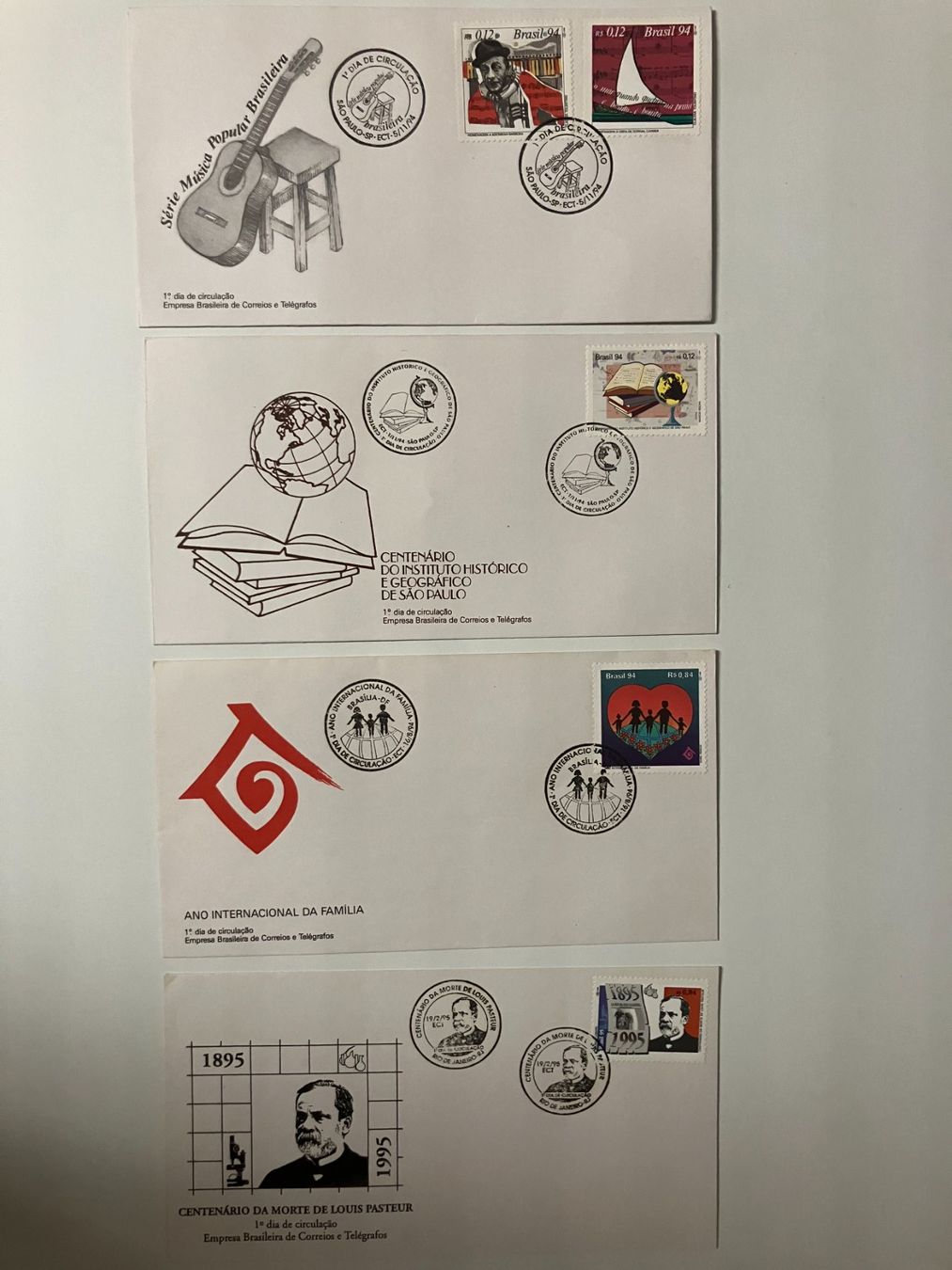 Alle Briefmarken: Brasilien 1994/96, 19 vers. FDC's – Gebraucht aus Würenlos von Eulenpostuhu 1