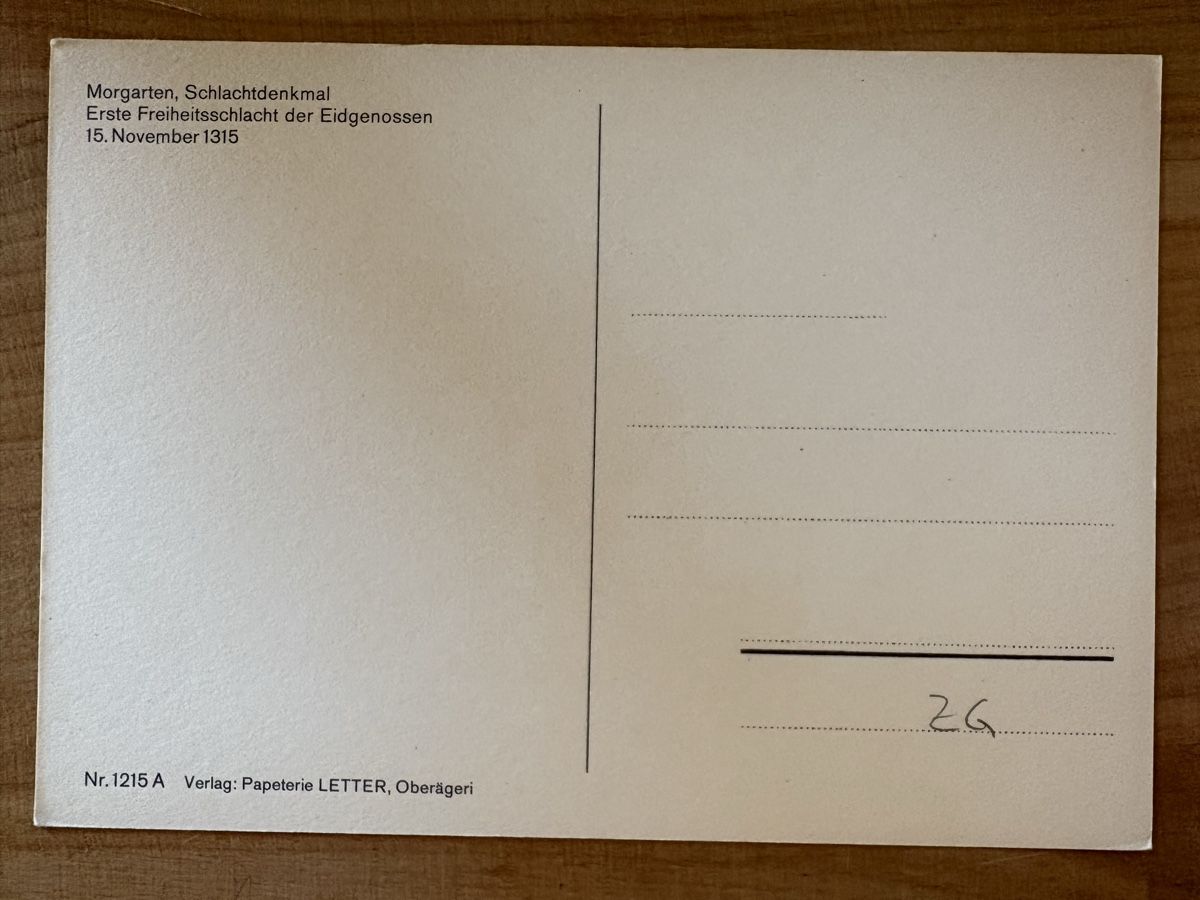 Cartoline postali: AK von Morgarten Denkmal – Usato da Rümlang venduto da Kartenpost1 1