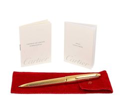 Penna a Sfera Louis Cartier Godron Placcata Oro